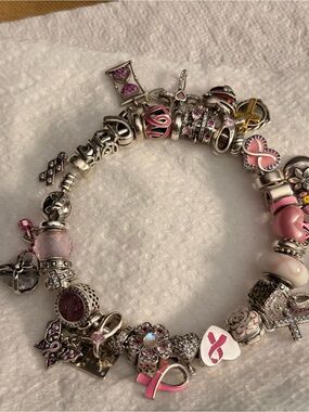 Pandora breast cancer awareness themed bracelet